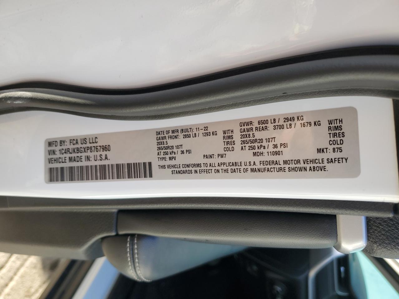 2023 Jeep Grand Cherokee L Limited VIN: 1C4RJKBGXP8767960 Lot: 85671625