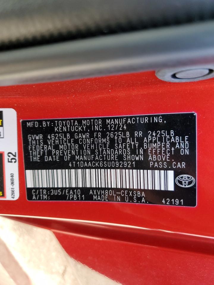 2025 Toyota Camry Xse VIN: 4T1DAACK6SU092921 Lot: 70332185