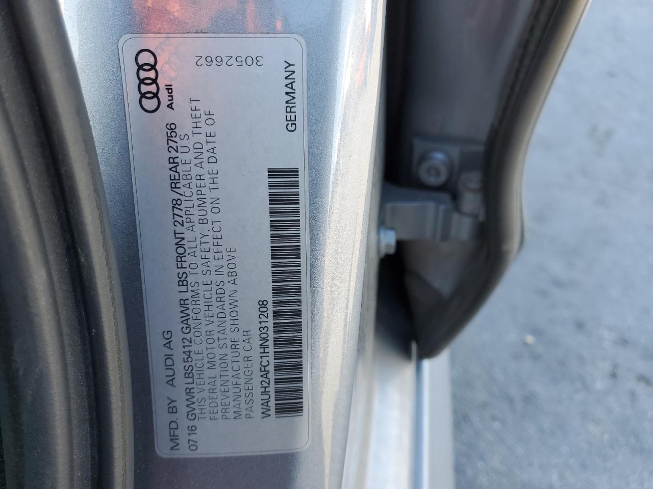 2017 Audi A6 Prestige VIN: WAUH2AFC1HN031208 Lot: 84205745