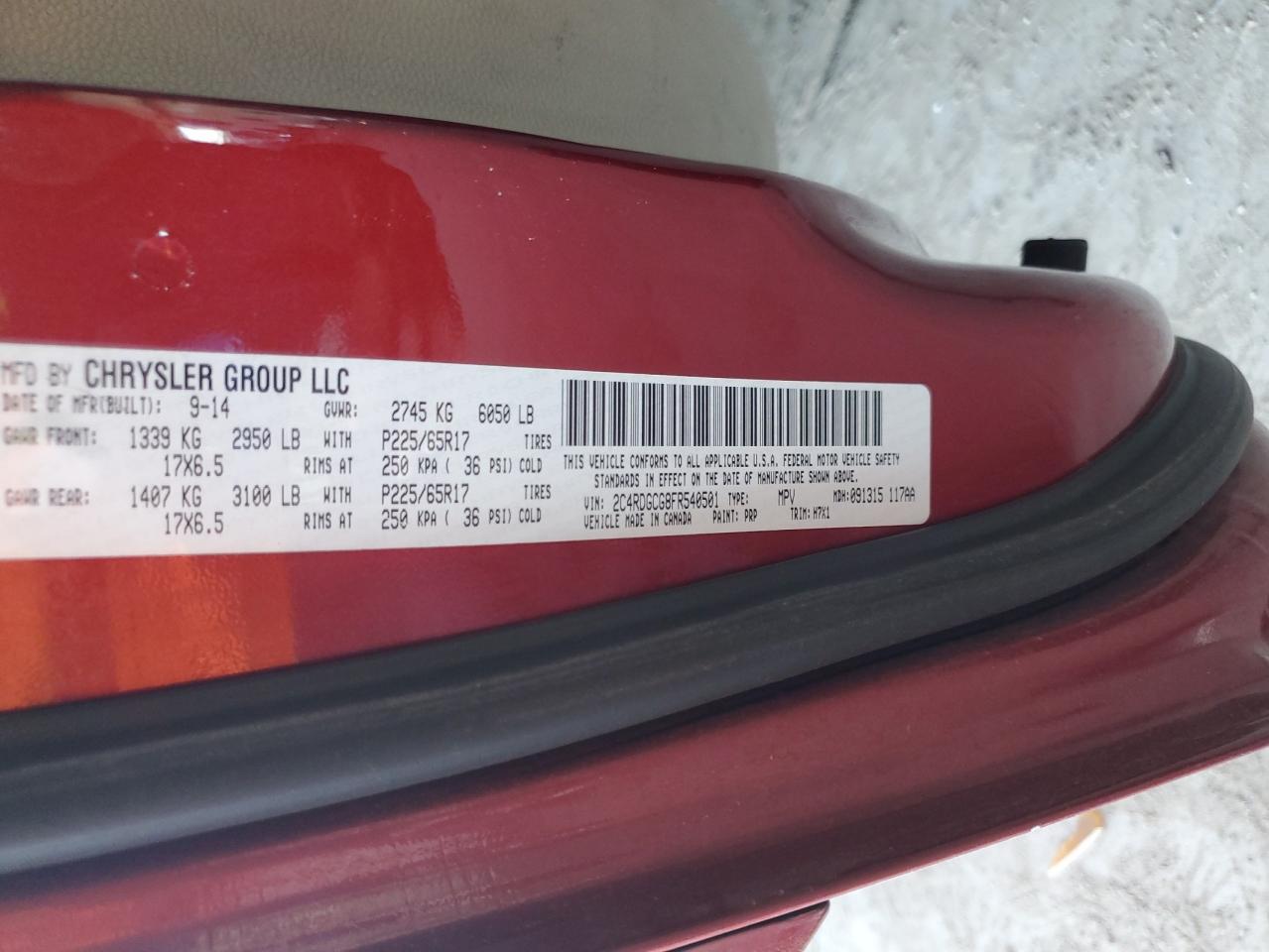 2015 Dodge Grand Caravan Sxt VIN: 2C4RDGCG8FR540501 Lot: 84283575