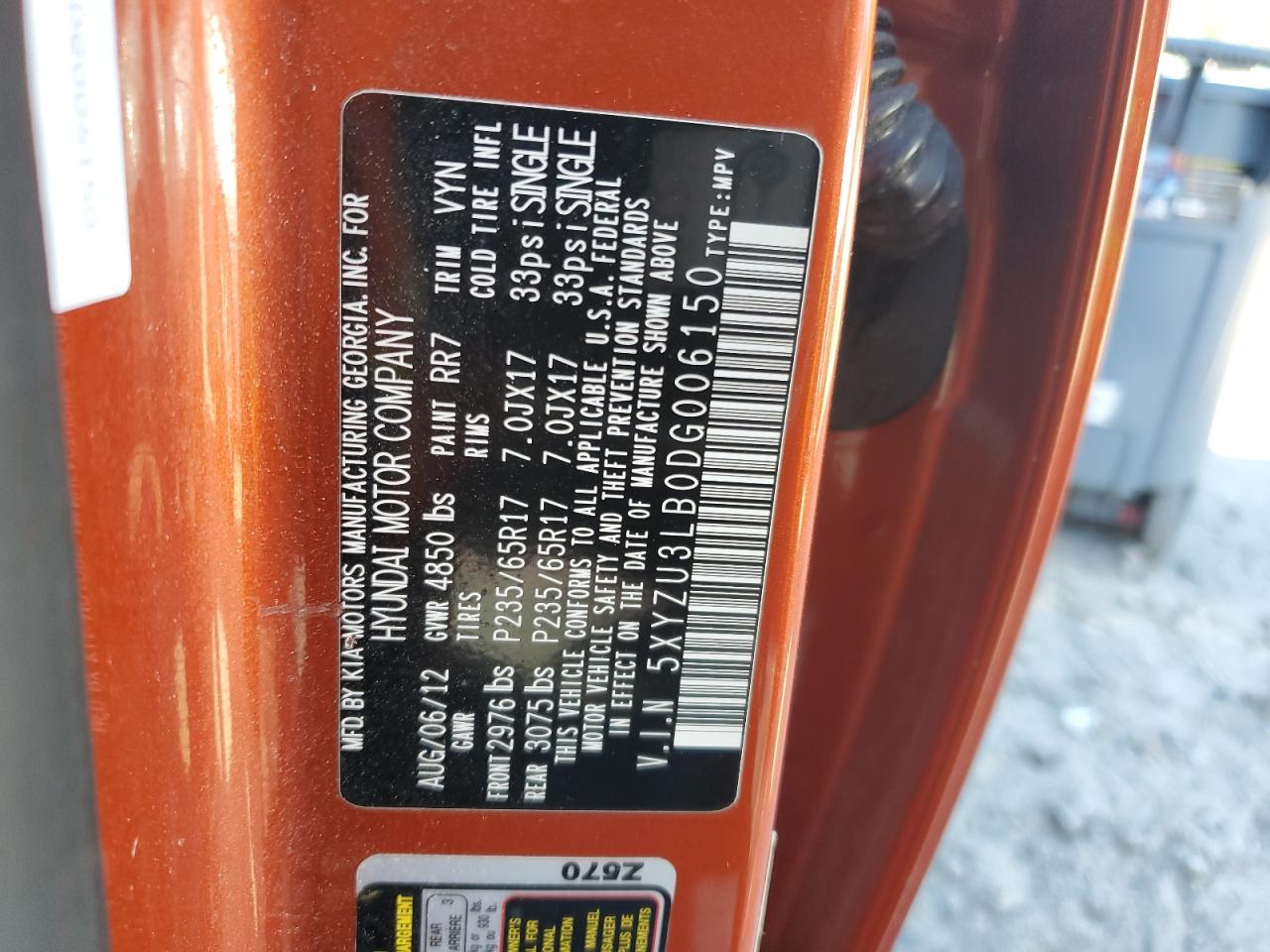 2013 Hyundai Santa Fe Sport VIN: 5XYZU3LB0DG006150 Lot: 86140485