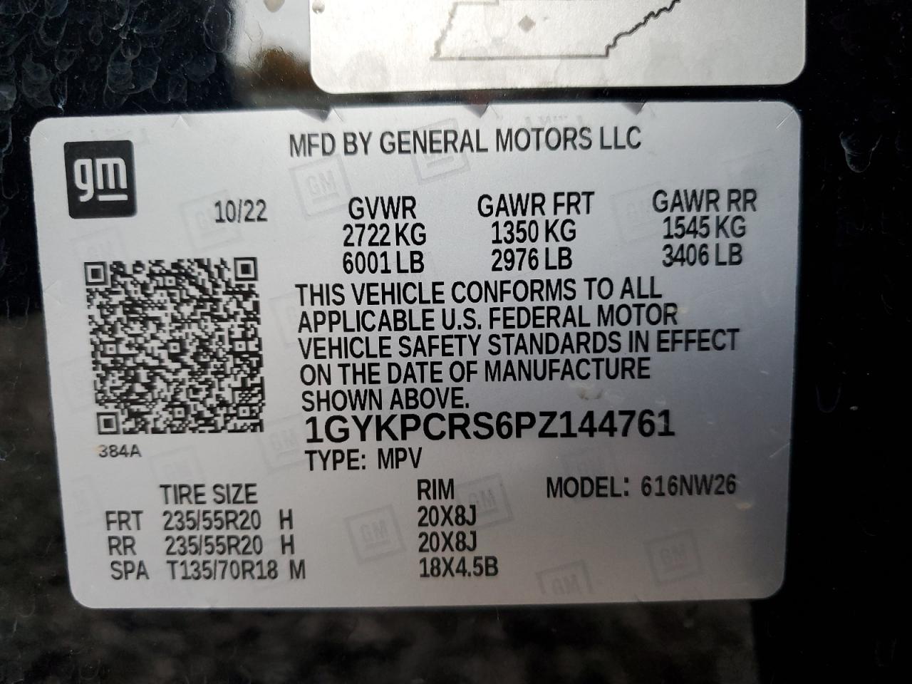 2023 Cadillac Xt6 Premium Luxury VIN: 1GYKPCRS6PZ144761 Lot: 86807715