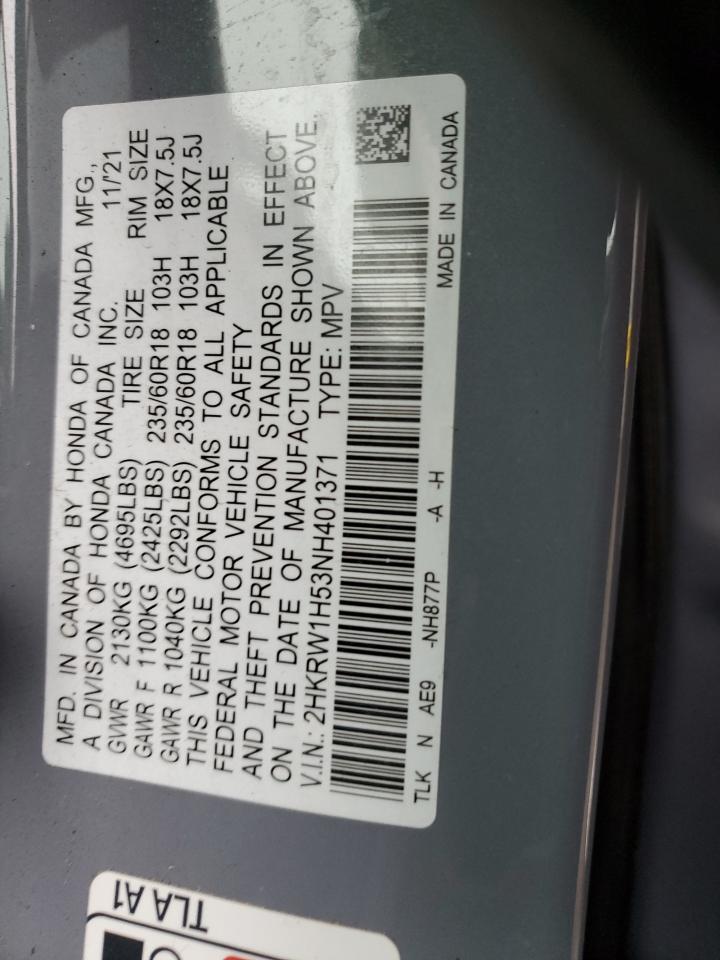 2022 Honda Cr-V Ex VIN: 2HKRW1H53NH401371 Lot: 81965985