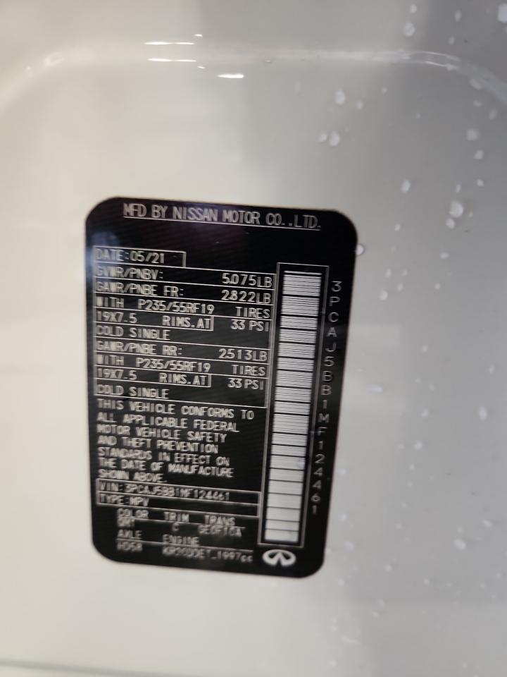 2021 Infiniti Qx50 Luxe VIN: 3PCAJ5BB1MF124461 Lot: 85113775