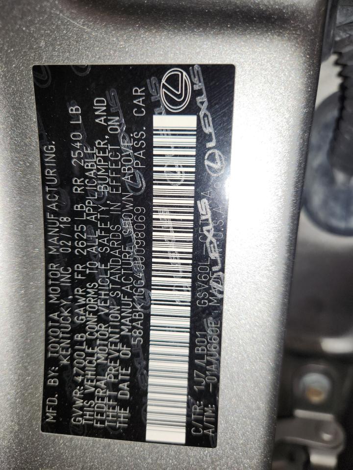 2018 Lexus Es 350 VIN: 58ABK1GG4JU098069 Lot: 86065415