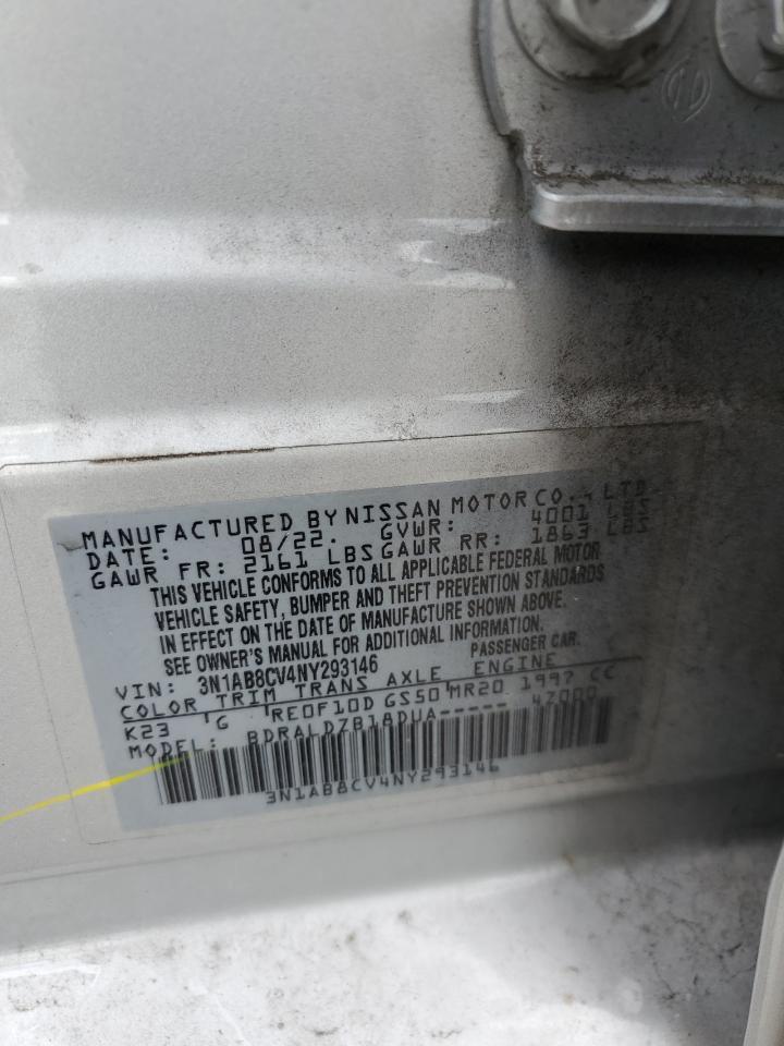 2022 Nissan Sentra Sv VIN: 3N1AB8CV4NY293146 Lot: 84919535