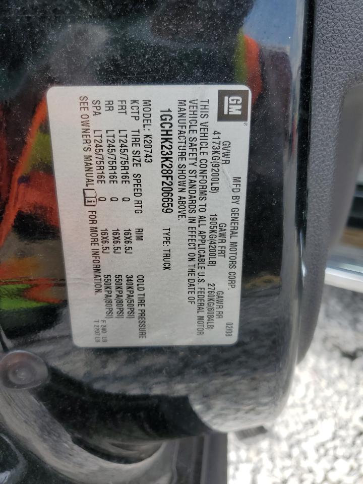 2008 Chevrolet Silverado K2500 Heavy Duty VIN: 1GCHK23K28F206659 Lot: 85750585