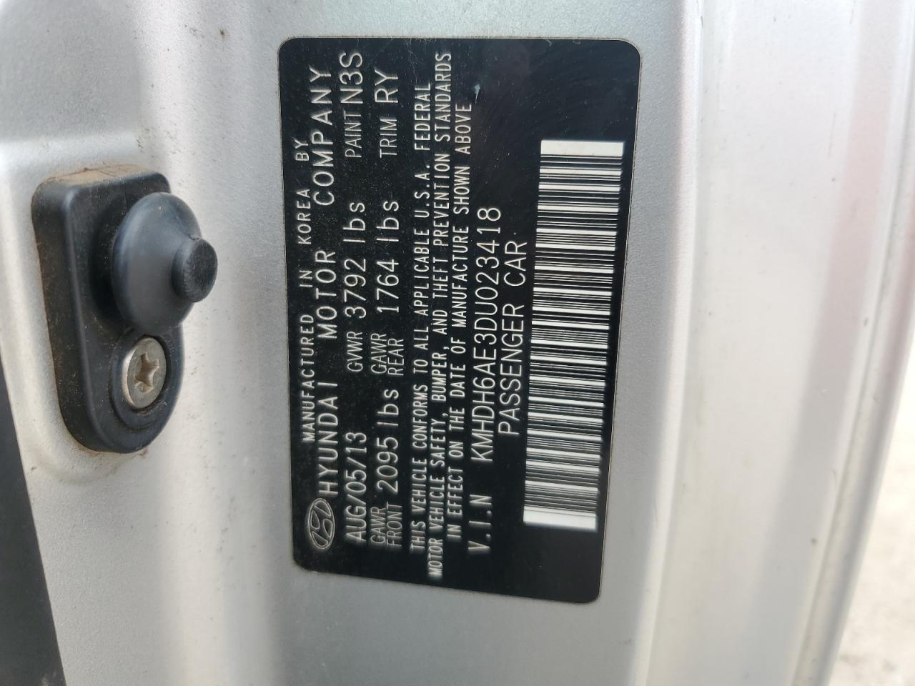 2013 Hyundai Elantra Coupe Gs VIN: KMHDH6AE3DU023418 Lot: 82001965