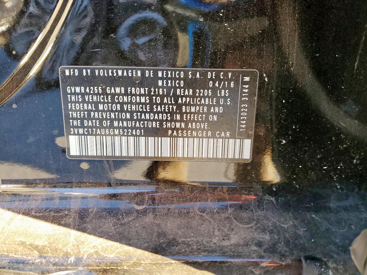 2016 Volkswagen Golf Sportwagen S VIN: 3VWC17AU6GM522401 Lot: 90028325