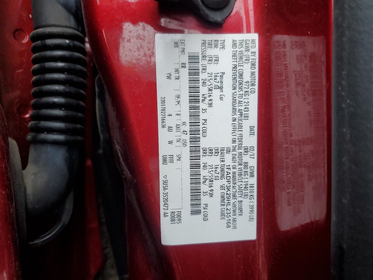 2017 Ford Focus Se VIN: 1FADP3K29HL235168 Lot: 82264235