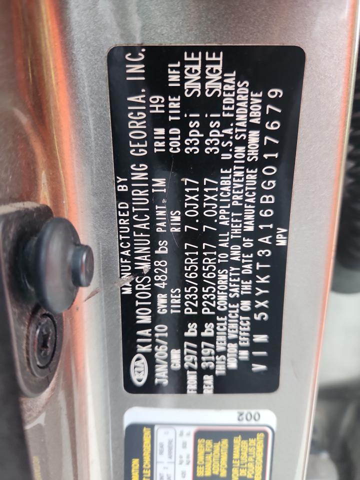 2011 Kia Sorento Base VIN: 5XYKT3A16BG017679 Lot: 85259335