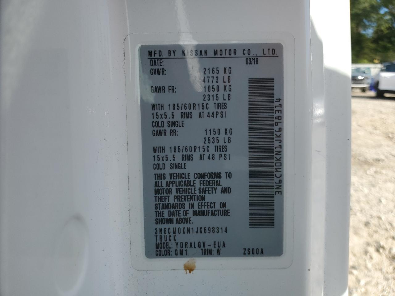 2018 Nissan Nv200 2.5S VIN: 3N6CM0KN1JK698314 Lot: 81067345