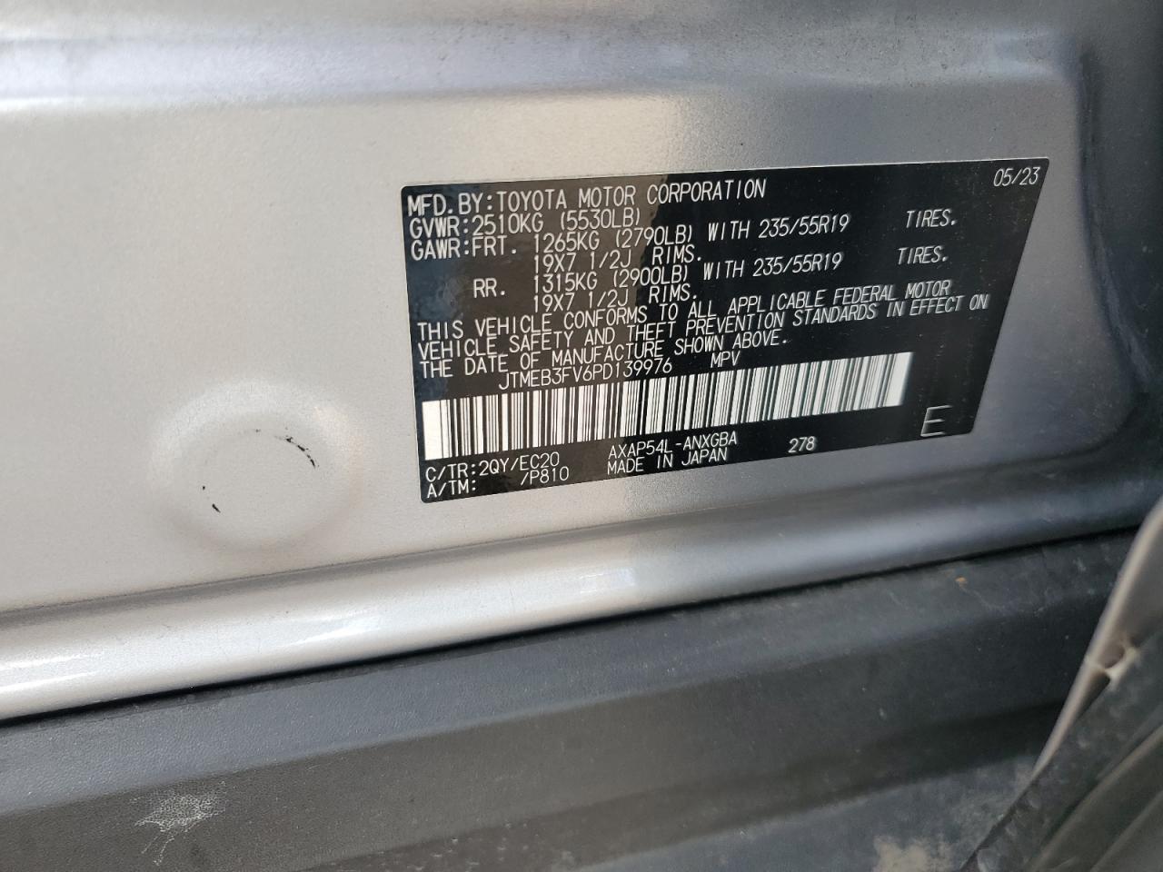 2023 Toyota Rav4 Prime Xse VIN: JTMEB3FV6PD139976 Lot: 85068955