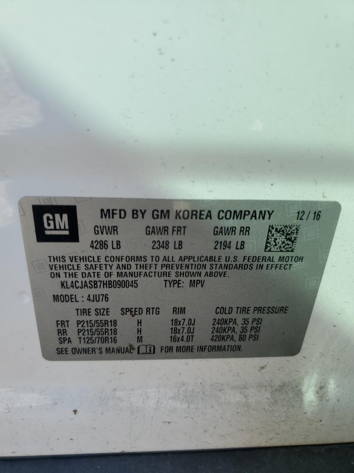 2017 Buick Encore Preferred VIN: KL4CJASB7HB090045 Lot: 86610375