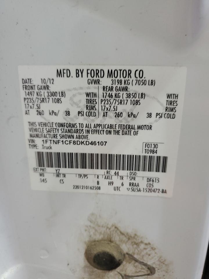 2013 Ford F150 VIN: 1FTNF1CF8DKD46107 Lot: 86779375