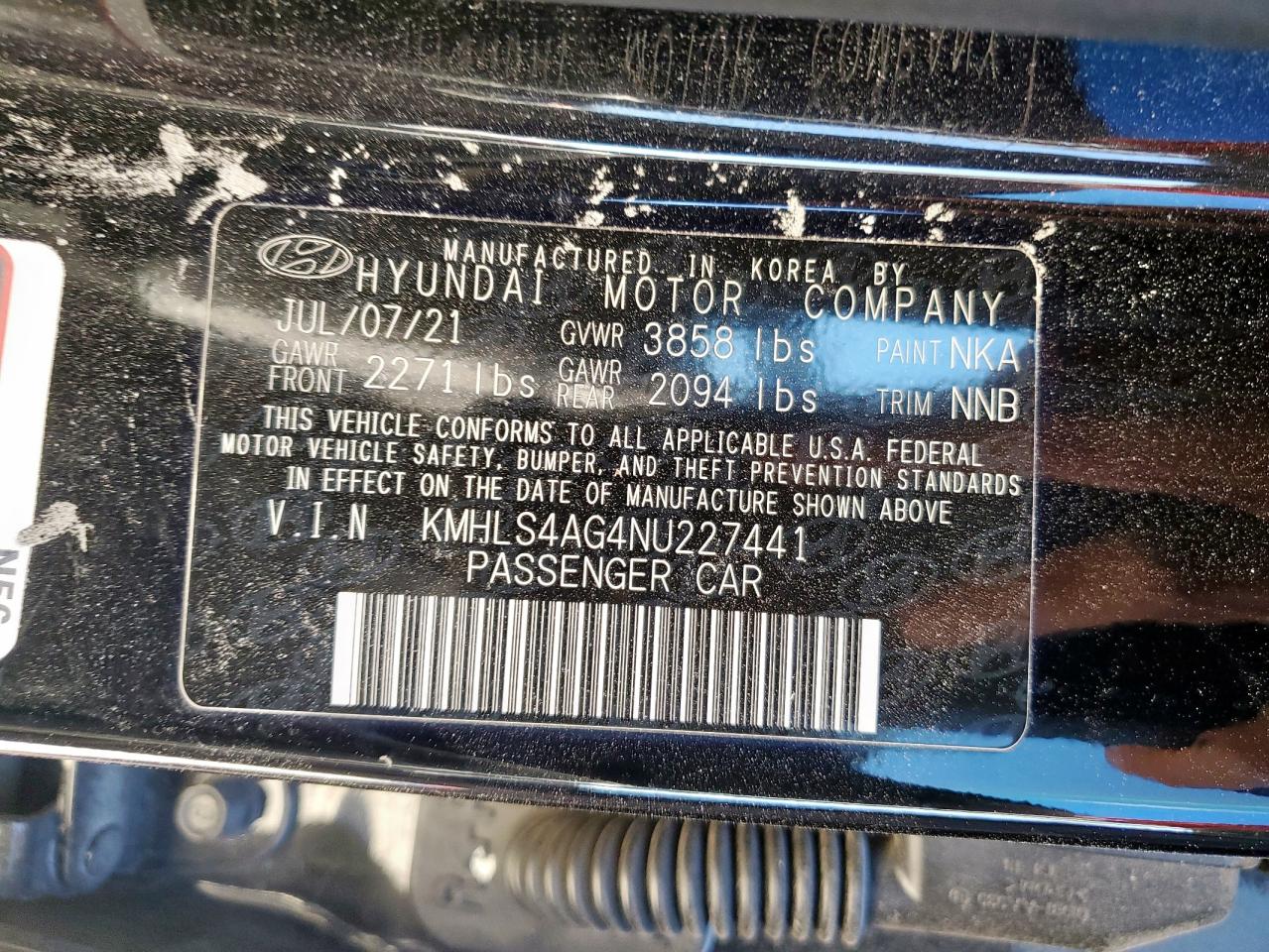 2022 Hyundai Elantra Sel VIN: KMHLS4AG4NU227441 Lot: 90730845