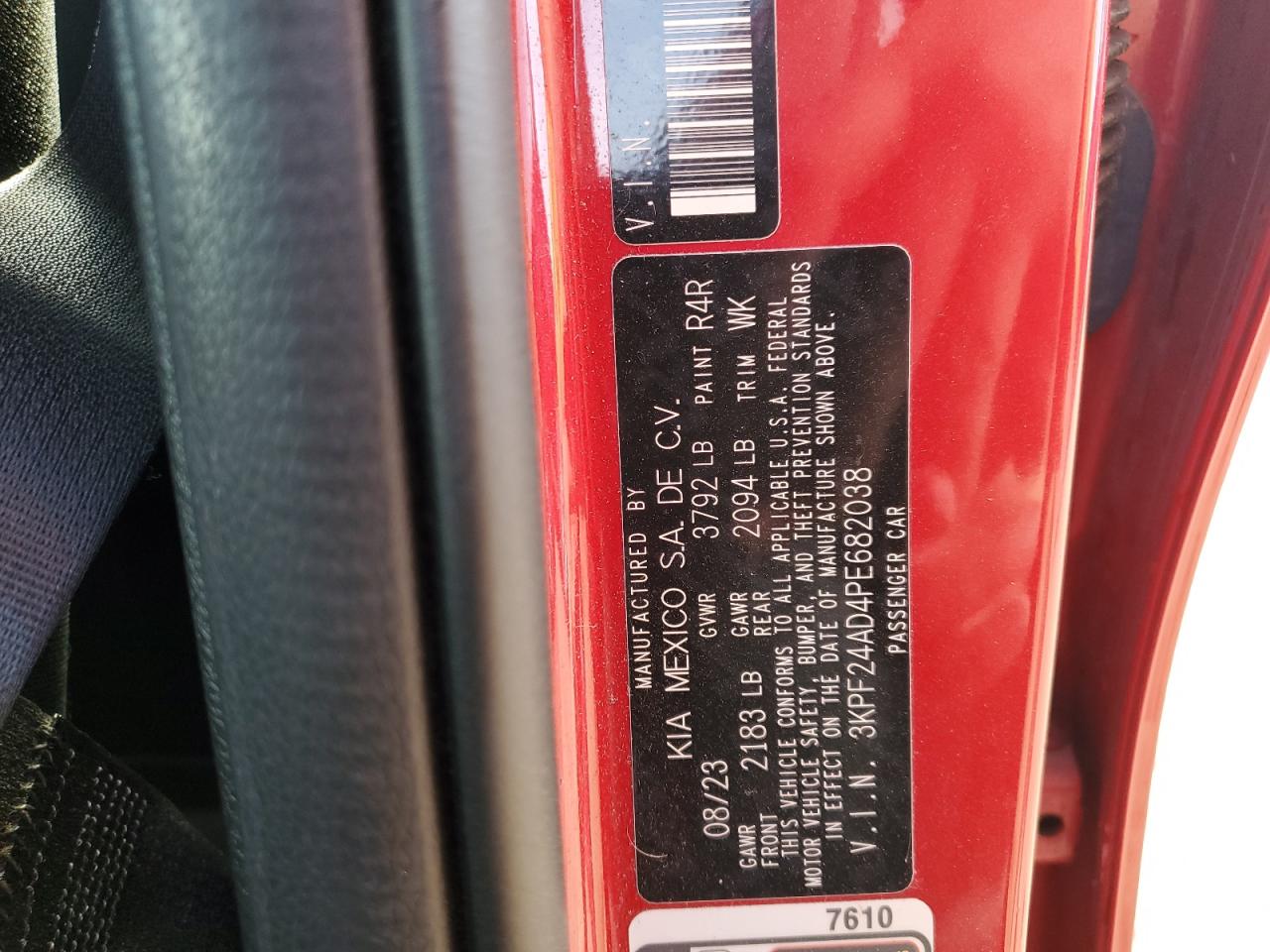 2023 Kia Forte Lx VIN: 3KPF24AD4PE682038 Lot: 84626515