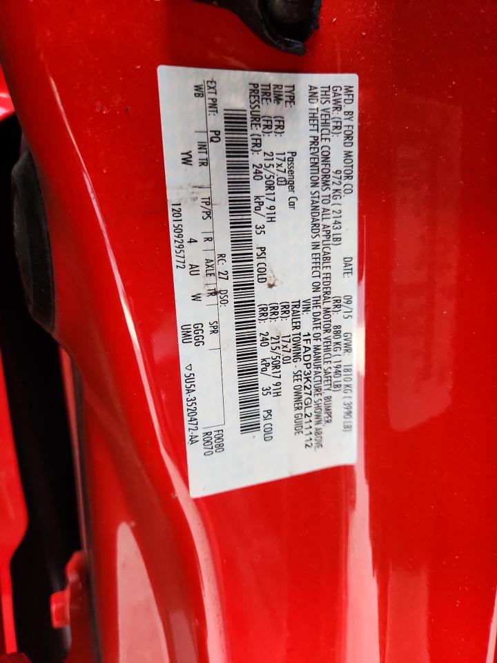 2016 Ford Focus Se VIN: 1FADP3K27GL211112 Lot: 82421975