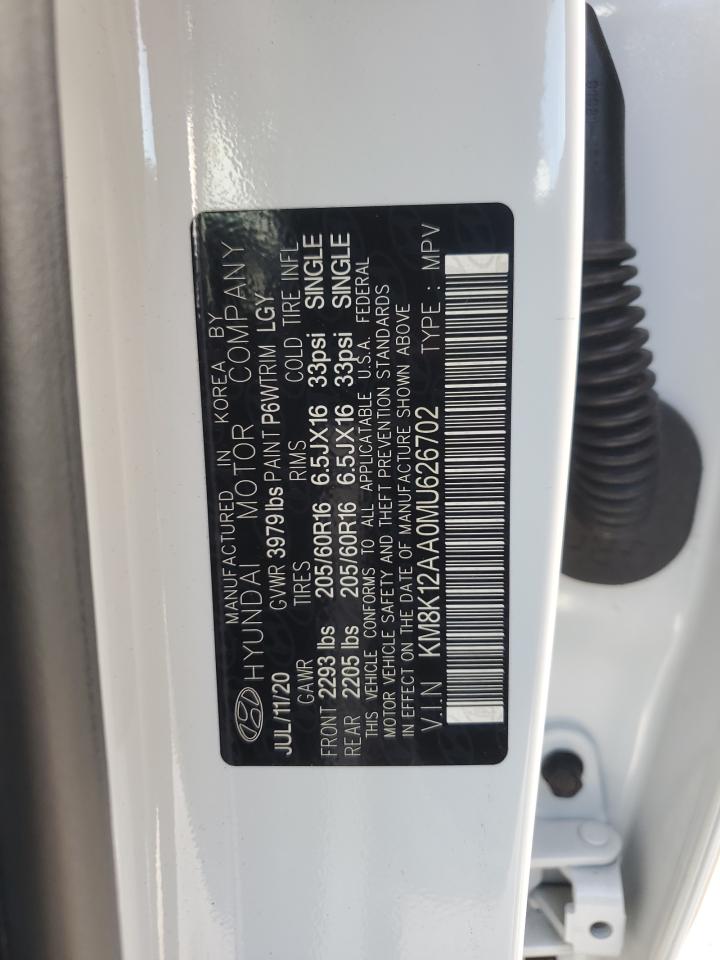 2021 Hyundai Kona Se VIN: KM8K12AA0MU626702 Lot: 84962365