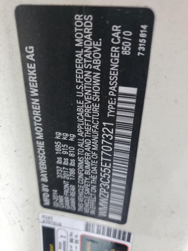 2014 Mini Cooper S VIN: WMWZP3C55ET707321 Lot: 85313645