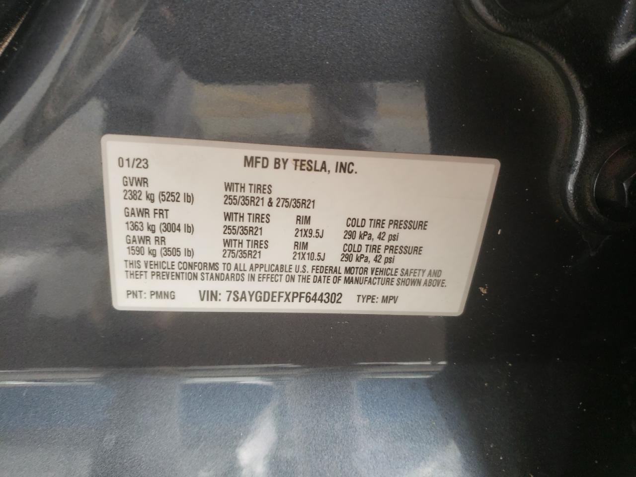 2023 Tesla Model Y VIN: 7SAYGDEFXPF644302 Lot: 84242095
