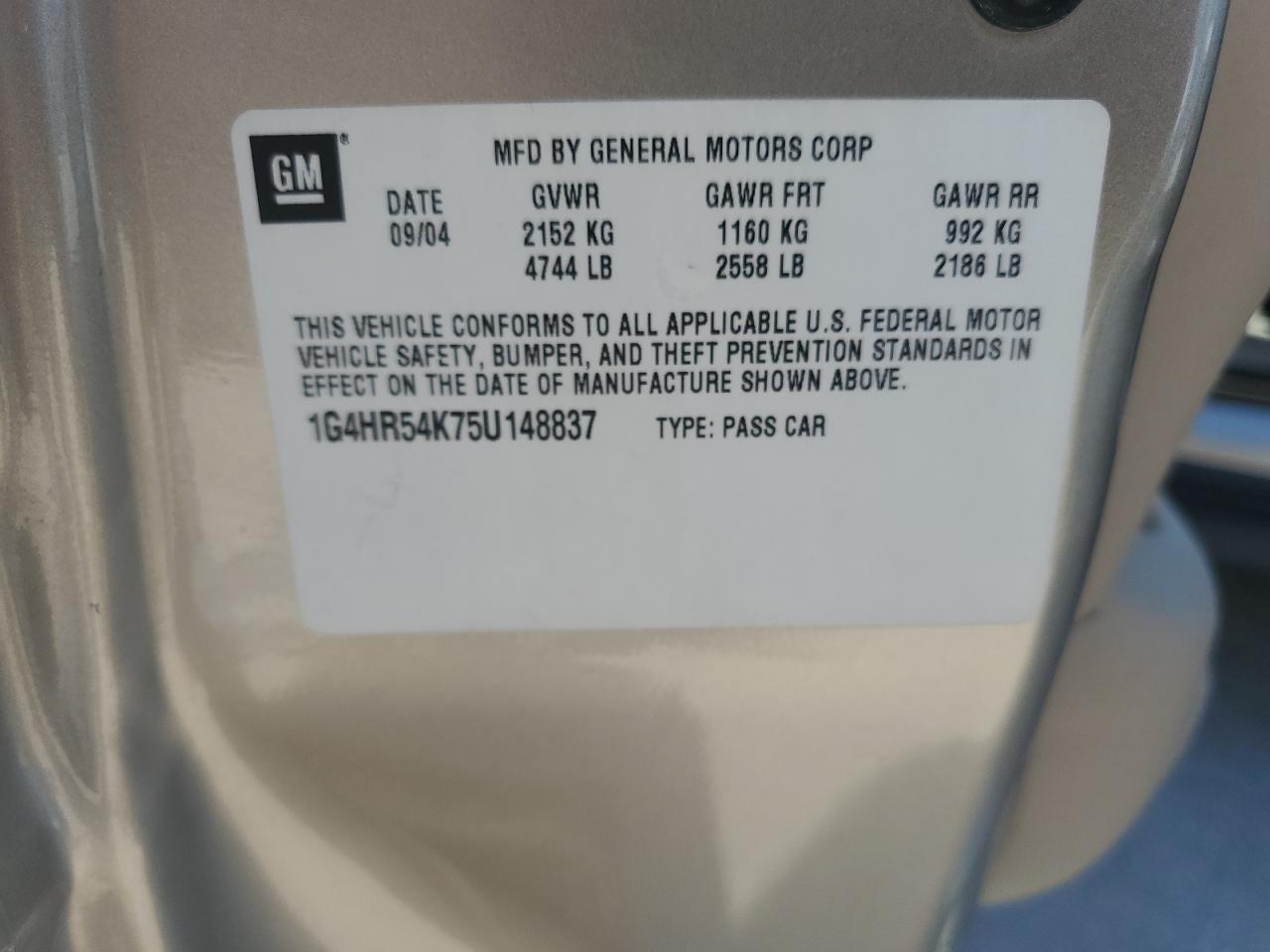 2005 Buick Lesabre Limited VIN: 1G4HR54K75U148837 Lot: 85104705