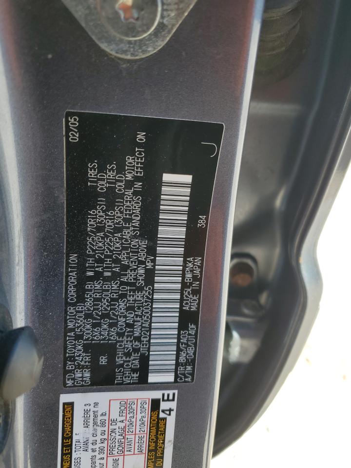 2005 Toyota Highlander VIN: JTEHD21A050037255 Lot: 86184215