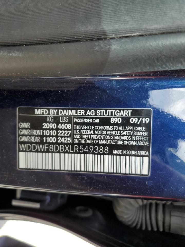 2020 Mercedes-Benz C 300 VIN: WDDWF8DBXLR549388 Lot: 89553245