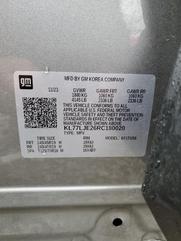 2024 Chevrolet Trax 2Rs VIN: KL77LJE26RC180020 Lot: 90079315