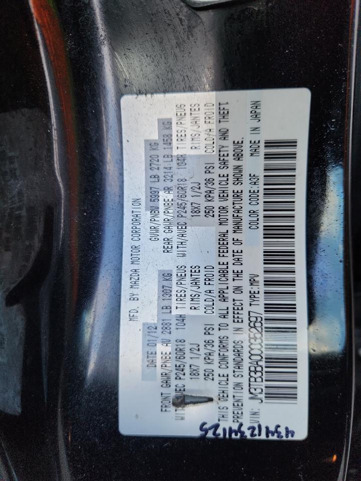 2012 Mazda Cx-9 VIN: JM3TB3BA0C0352697 Lot: 86701655