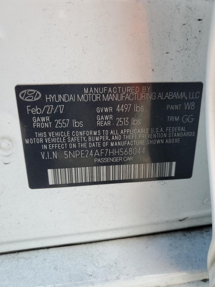 2017 Hyundai Sonata Se VIN: 5NPE24AF7HH568044 Lot: 82182175