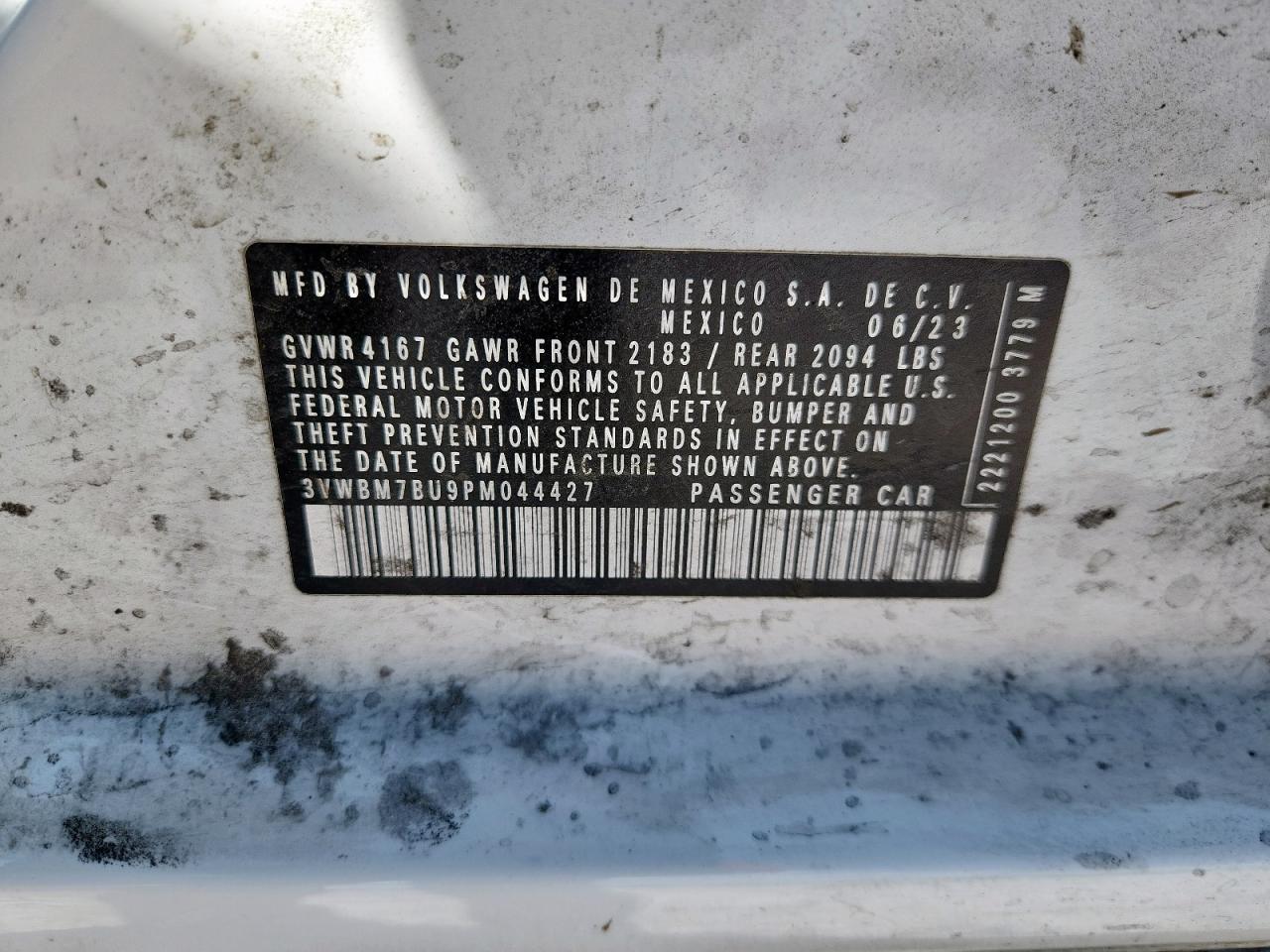 2023 Volkswagen Jetta Sport VIN: 3VWBM7BU9PM044427 Lot: 86125505