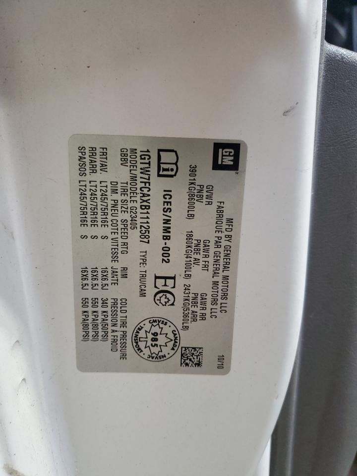 2011 GMC Savana G2500 VIN: 1GTW7FCAXB1112587 Lot: 86501915