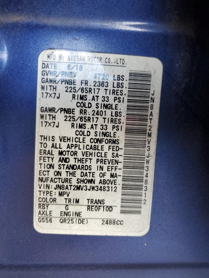 2018 Nissan Rogue S VIN: JN8AT2MV3JW348312 Lot: 85597405