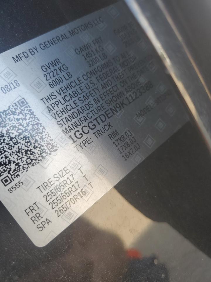 2019 Chevrolet Colorado Z71 VIN: 1GCGTDEN9K1123388 Lot: 86150685