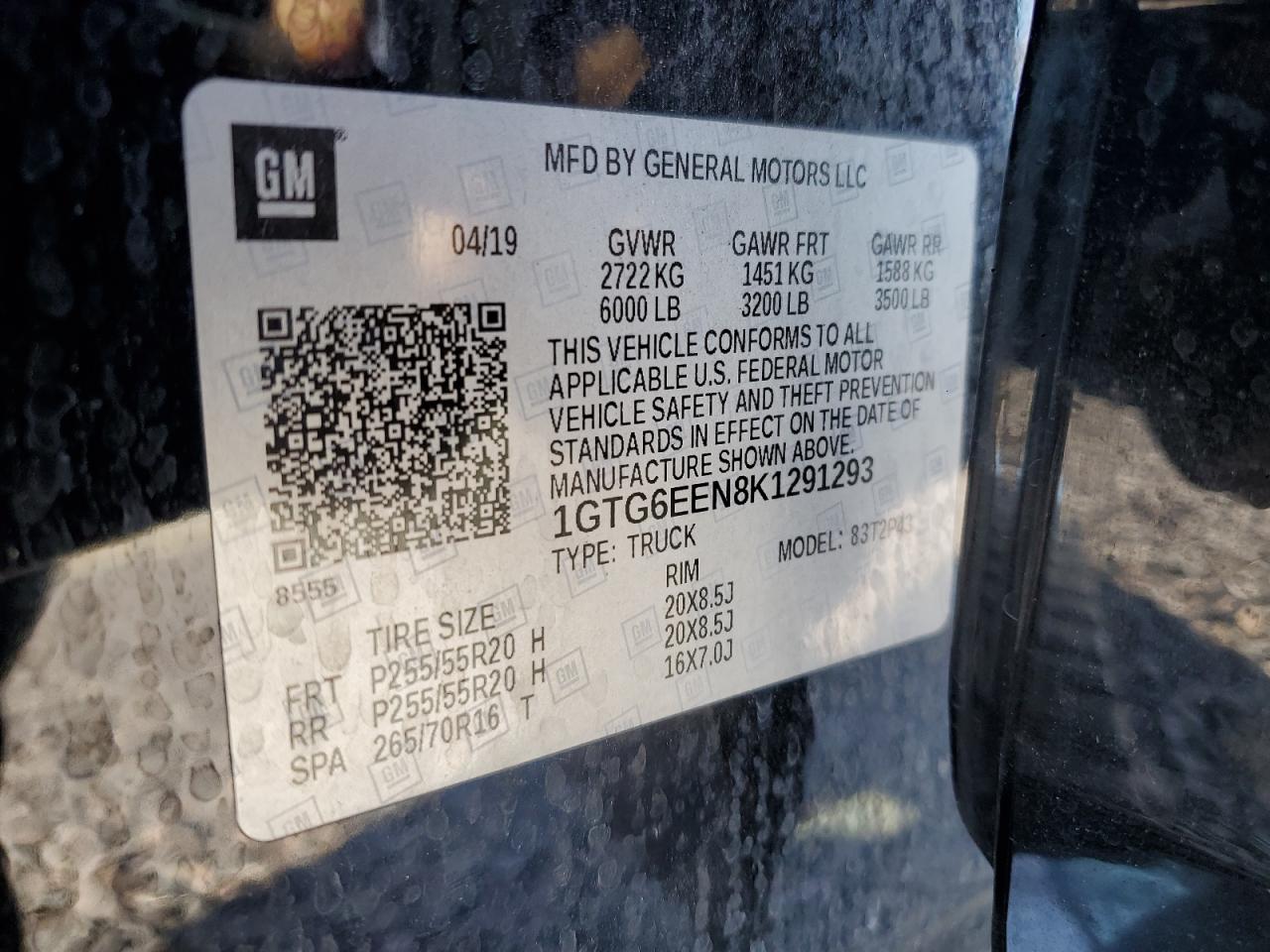 2019 GMC Canyon Denali VIN: 1GTG6EEN8K1291293 Lot: 90679795