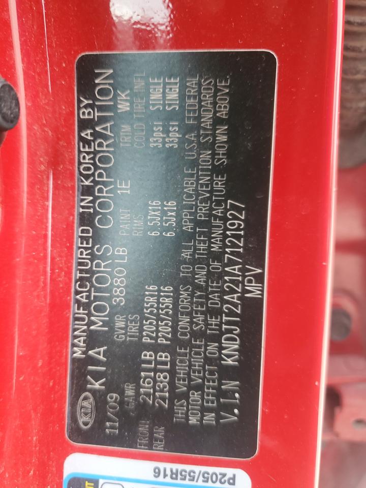 2010 Kia Soul + VIN: KNDJT2A21A7121927 Lot: 85181085