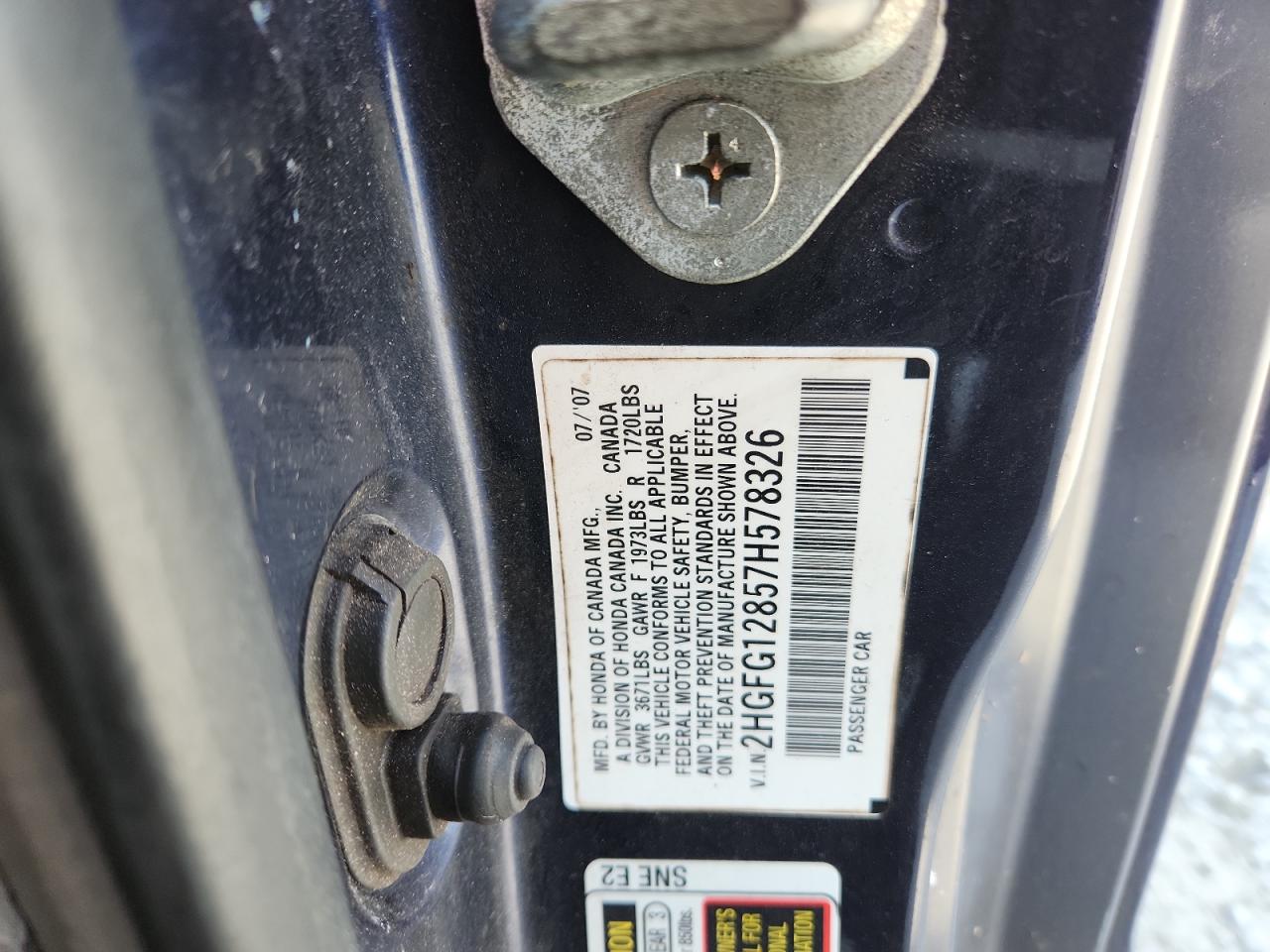 2007 Honda Civic Ex VIN: 2HGFG12857H578326 Lot: 82366725