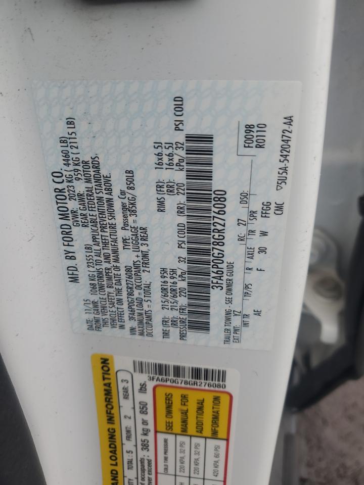 2016 Ford Fusion S VIN: 3FA6P0G78GR276080 Lot: 86257615