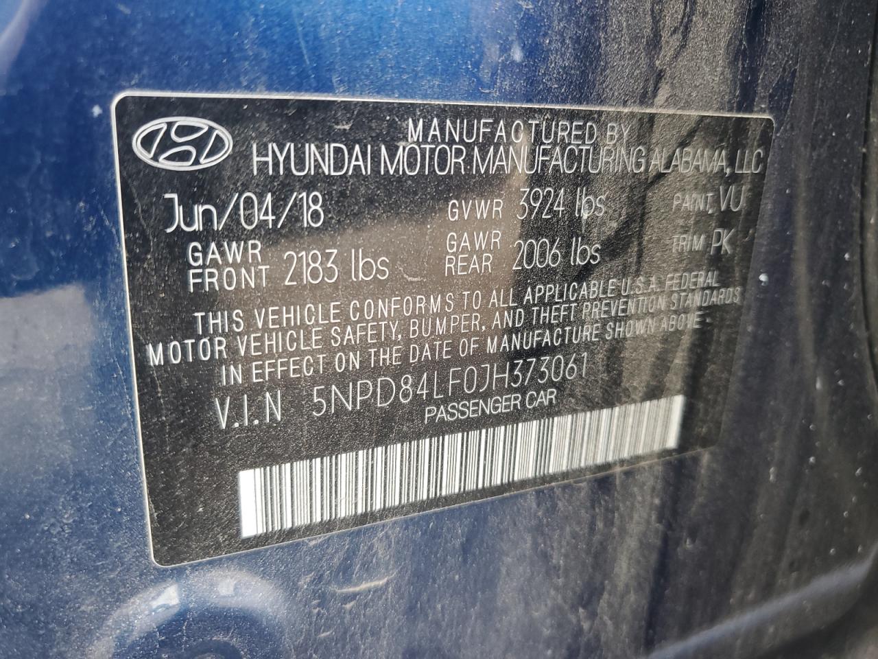 2018 Hyundai Elantra Sel VIN: 5NPD84LF0JH373061 Lot: 86549015