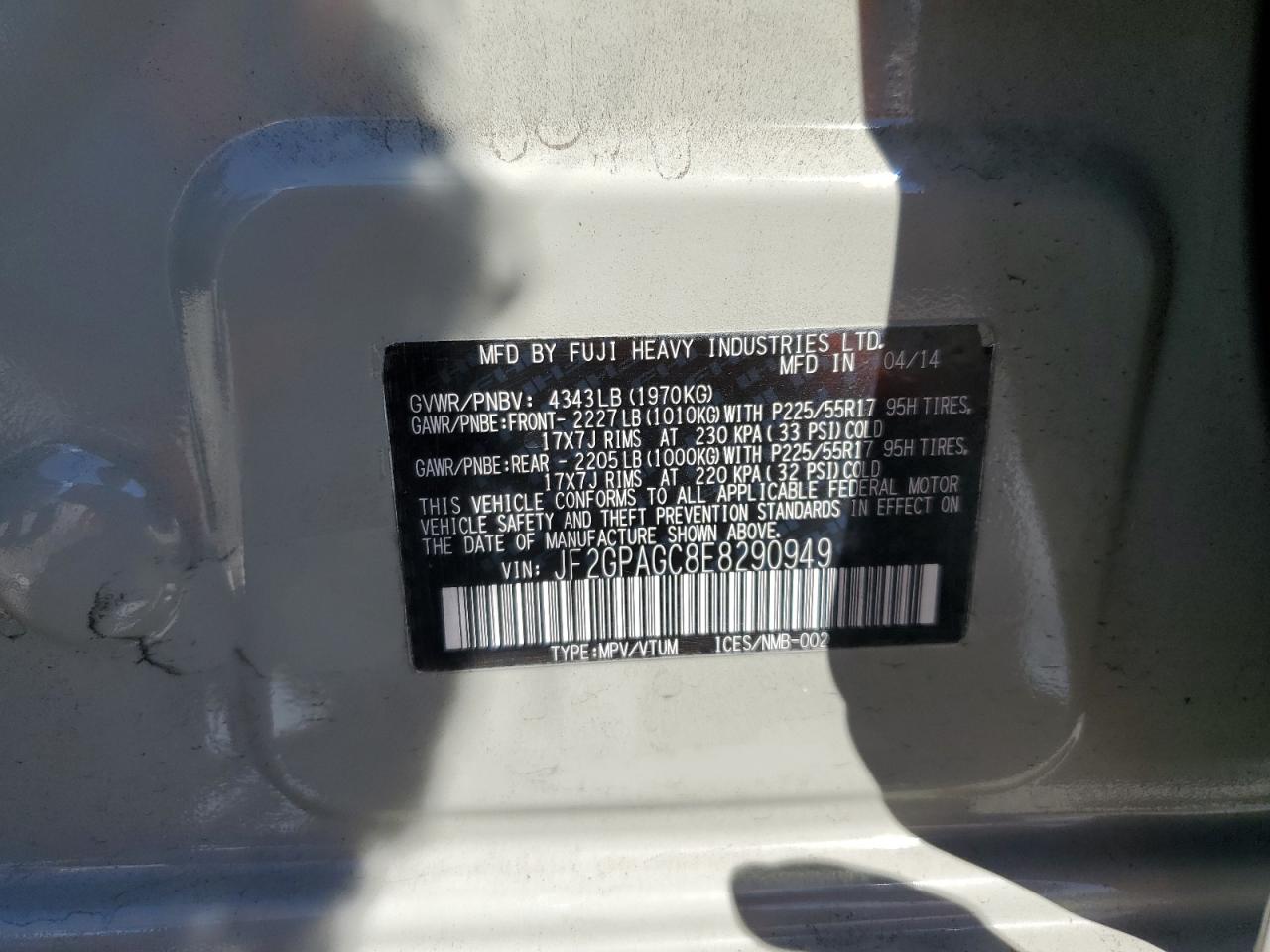 2014 Subaru Xv Crosstrek 2.0 Limited VIN: JF2GPAGC8E8290949 Lot: 84888845