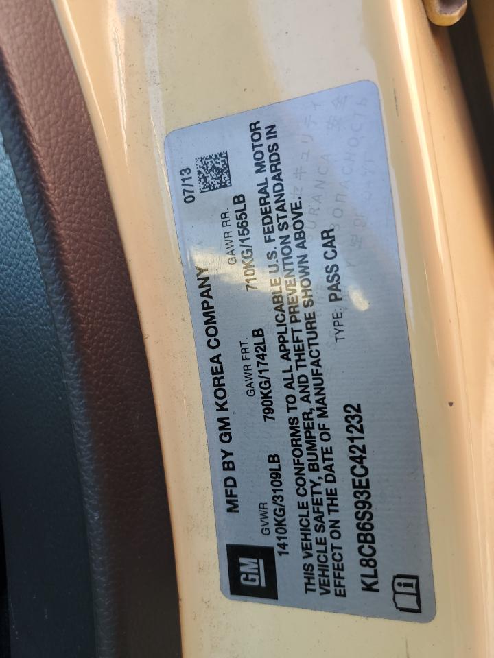 2014 Chevrolet Spark Ls VIN: KL8CB6S93EC421232 Lot: 85943775