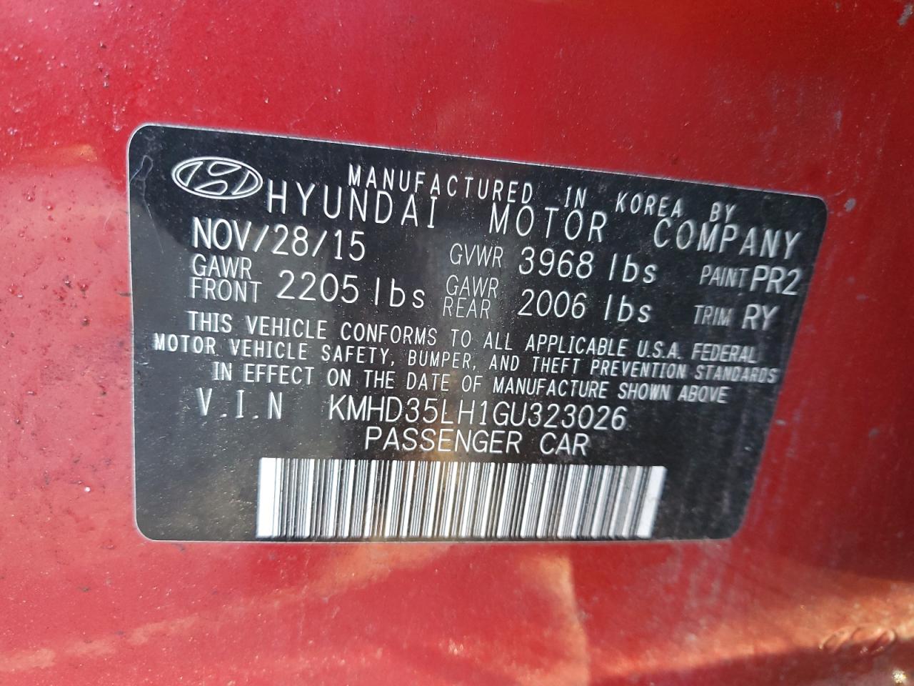 2016 Hyundai Elantra Gt VIN: KMHD35LH1GU323026 Lot: 81963225