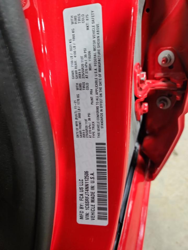 2022 Ram 1500 Laramie VIN: 1C6SRFJT4NN112506 Lot: 84759535