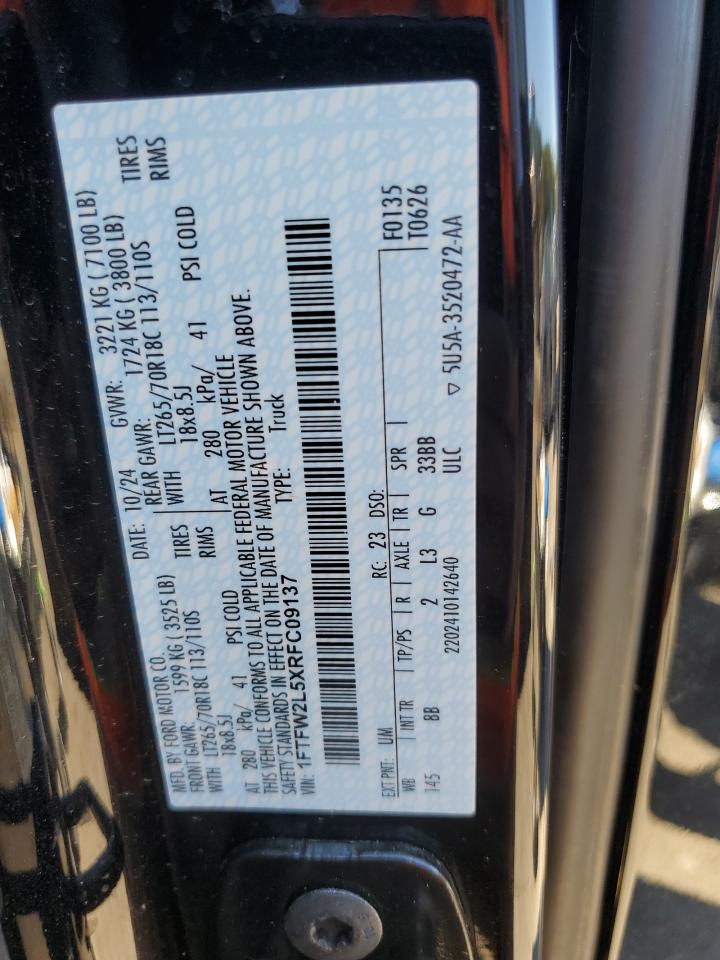 2024 Ford F150 Stx VIN: 1FTFW2L5XRFC09137 Lot: 90725285