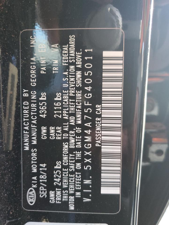 2015 Kia Optima Lx VIN: 5XXGM4A75FG405011 Lot: 85365665