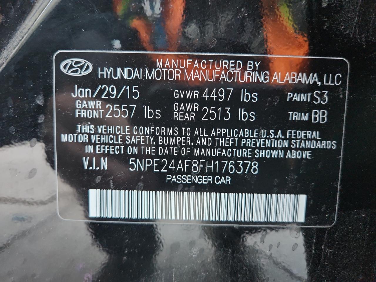 2015 Hyundai Sonata Se VIN: 5NPE24AF8FH176378 Lot: 90944215