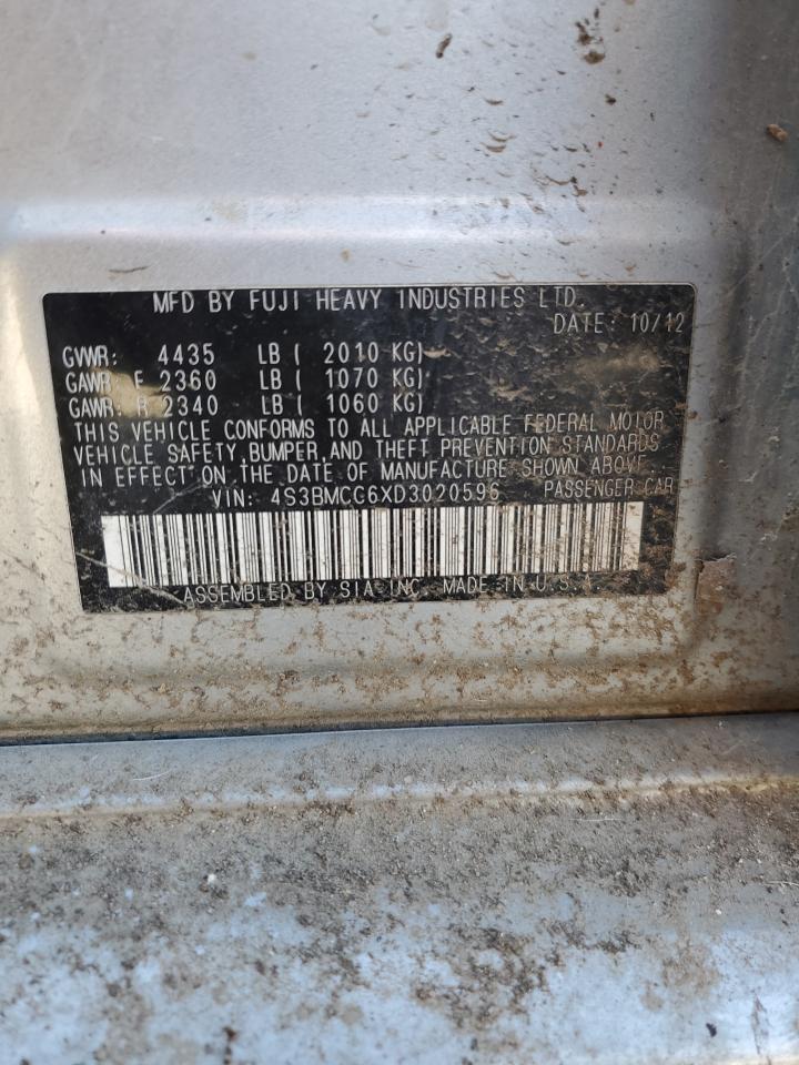 2013 Subaru Legacy 2.5I Premium VIN: 4S3BMCC6XD3020596 Lot: 89541645