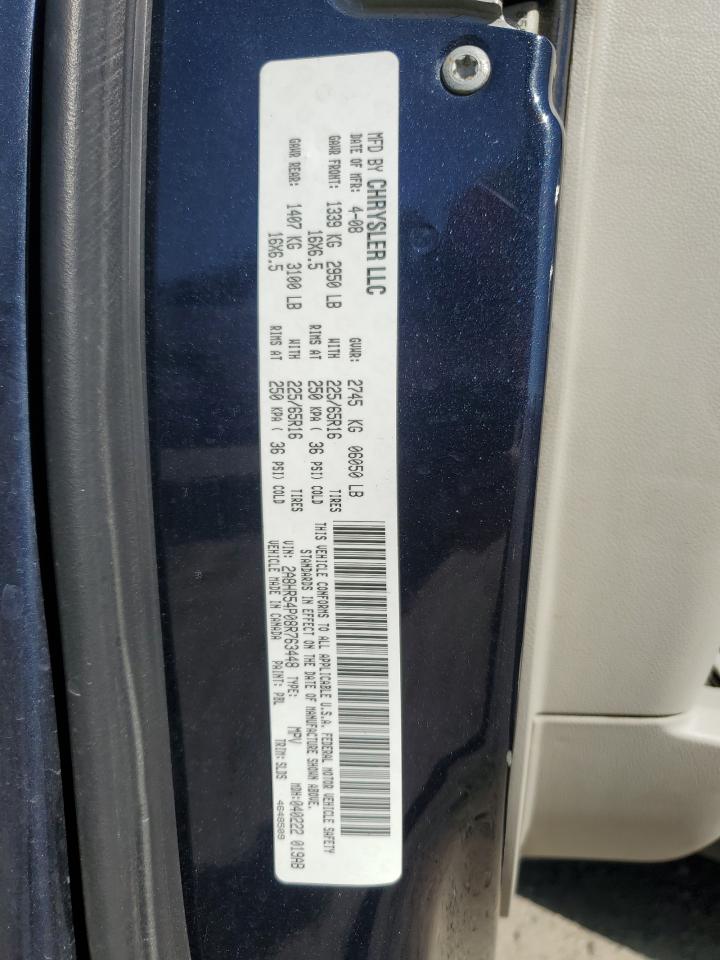 2008 Chrysler Town & Country Touring VIN: 2A8HR54P08R763448 Lot: 85104415