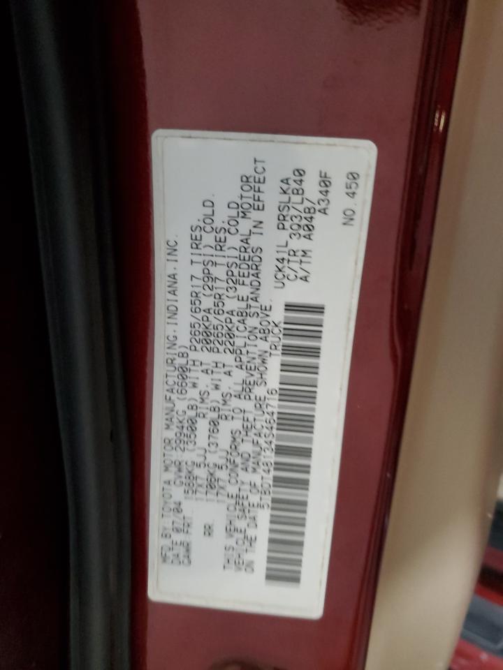 2004 Toyota Tundra Double Cab Limited VIN: 5TBDT48134S464716 Lot: 84800155